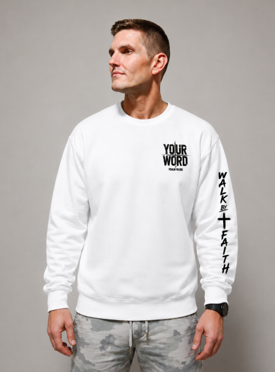 Walk By Faith fleece crewneck sweatshirt